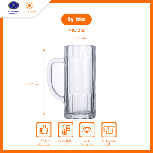 Ly cốc thủy tinh VTC 212