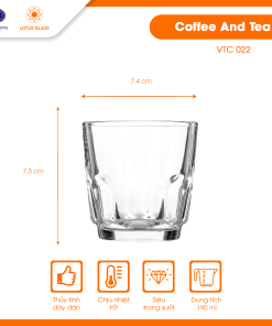 Ly cốc thủy tinh dáng thấp VTC 22 Lotus Glass