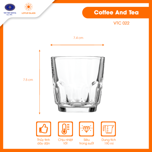 Ly cốc thủy tinh dáng thấp VTC 22 Lotus Glass