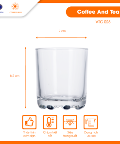 Ly cốc thủy tinh dáng thấp VTC 23 Lotus Glass chất lượng cao