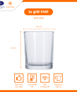 Ly cốc thủy tinh dáng thấp VTC 10 Lotus Glass chính hãng
