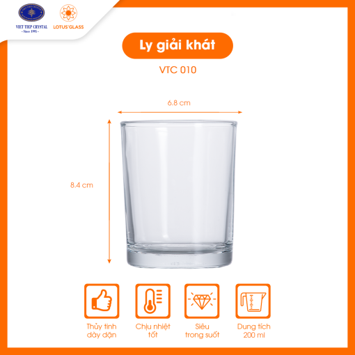 Ly cốc thủy tinh dáng thấp VTC 10 Lotus Glass chính hãng