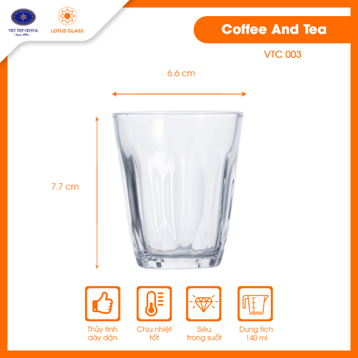 Ly cốc thủy tinh dáng thấp VTC 03 Lotus Glass