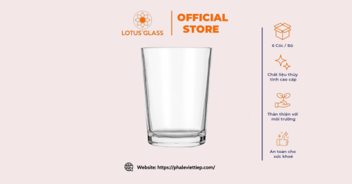 Ly cốc thủy tinh dáng thấp VTC 09 in bi Lotus Glass - Image 4