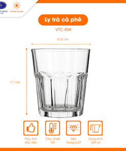 Bộ 6 ly cốc thủy tinh dáng thấp VTC 404 Việt Tiệp cao cấp