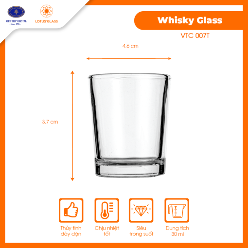Cốc thủy tinh Shot VTC 07T Việt Tiệp sang trọng