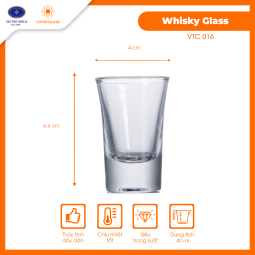 Cốc thủy tinh Shot VTC 16 Việt Tiệp sang trọng