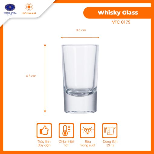 Cốc thủy tinh Shot VTC 17s Việt Tiệp sang trọng
