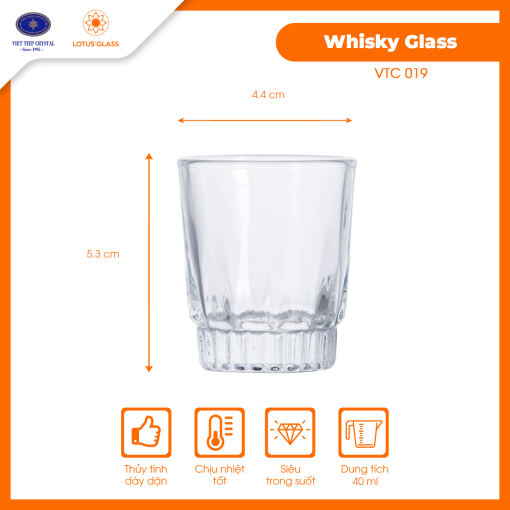 Cốc thủy tinh Shot VTC 19 Việt Tiệp cao cấp