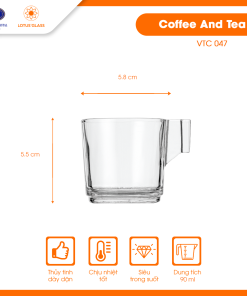 Tách thủy tinh Trà/Cafe VTC 47 Việt Tiệp sang trọng