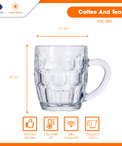 Tách thủy tinh Trà/Cafe VTC 91 Việt Tiệp cao cấp