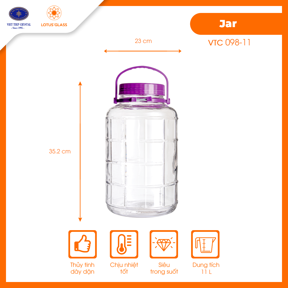 Bình đựng thủy tinh VTC 098 Việt Tiệp cao cấp - Image 6