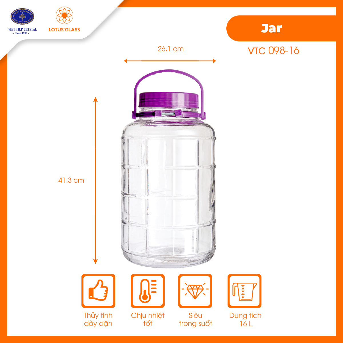 Bình đựng thủy tinh VTC 098 Việt Tiệp cao cấp - Image 9