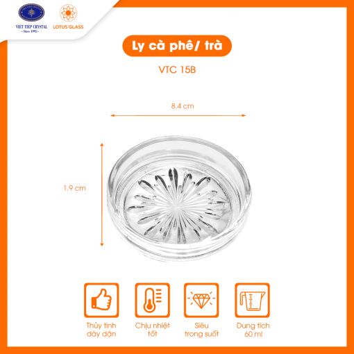 Đĩa thủy tinh nhỏ VTC 15B Việt Tiệp sang trọng, tinh tế