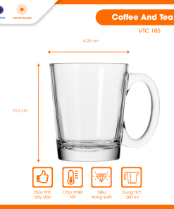 Tách thủy tinh Trà/Cafe VTC 185 Việt Tiệp sang trọng