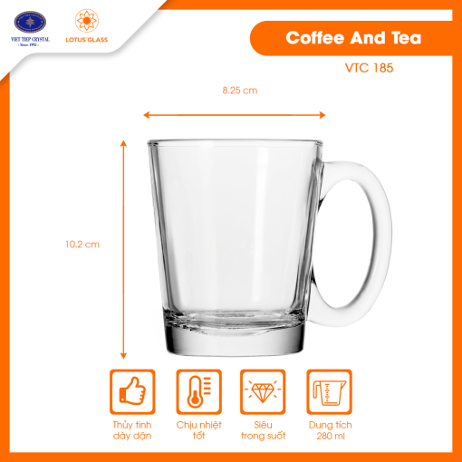 Tách thủy tinh Trà/Cafe VTC 185 Việt Tiệp sang trọng
