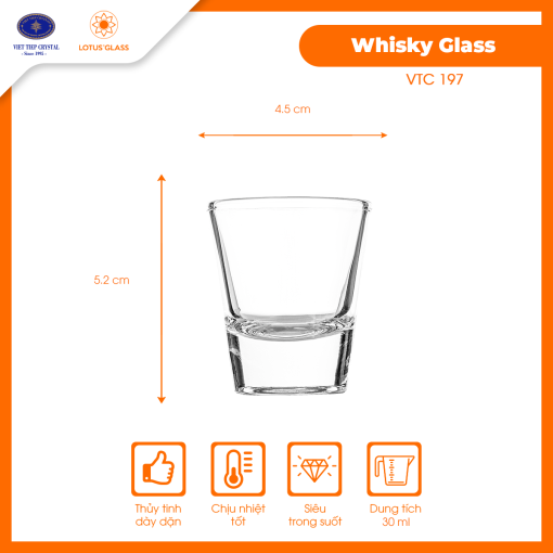 Cốc thủy tinh Shot VTC 197 Việt Tiệp cao cấp