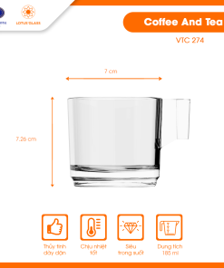 Tách thủy tinh Trà/Cafe VTC 274 Việt Tiệp cao cấp