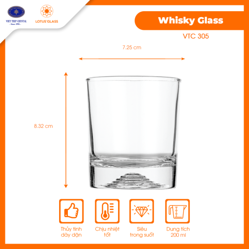 Cốc whisky Horeca VTC 305 Việt Tiệp tinh tế, thanh lịch