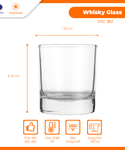 Cốc whisky VTC 307 Việt Tiệp cao cấp, sang trọng