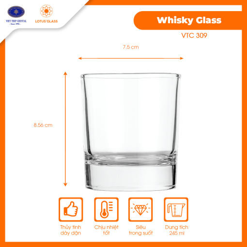 Cốc Whisky Horeca VTC 309 Việt Tiệp cao cấp, an toàn