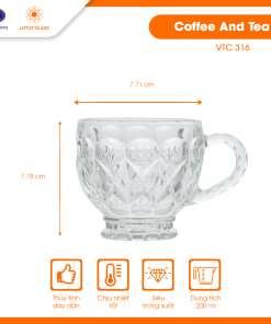 Tách thủy tinh Trà/Cafe VTC 316 Việt Tiệp sang trọng