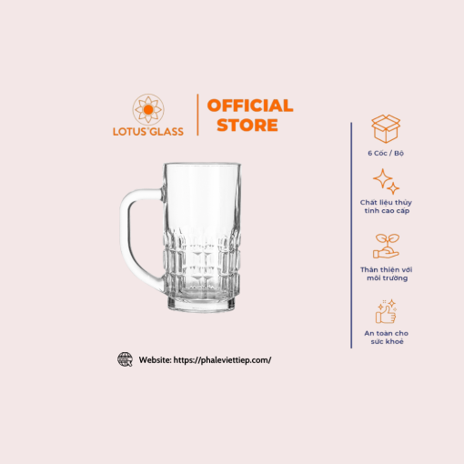 Cốc thủy tinh bia có quai VTC 50 sang trọng - Image 3