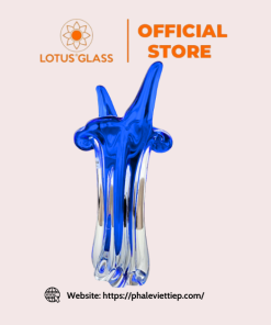 Lọ miệng 2 chẽ đế xoắn, màu xanh coban