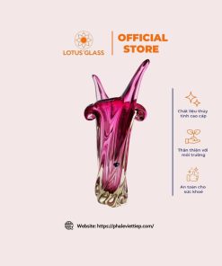 Lọ miệng 2 chẽ đế xoắn, mầu hồng bsnner