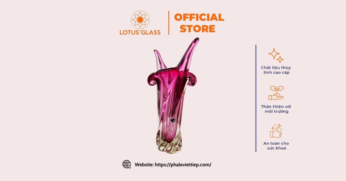 Lọ miệng 2 chẽ đế xoắn, mầu hồng