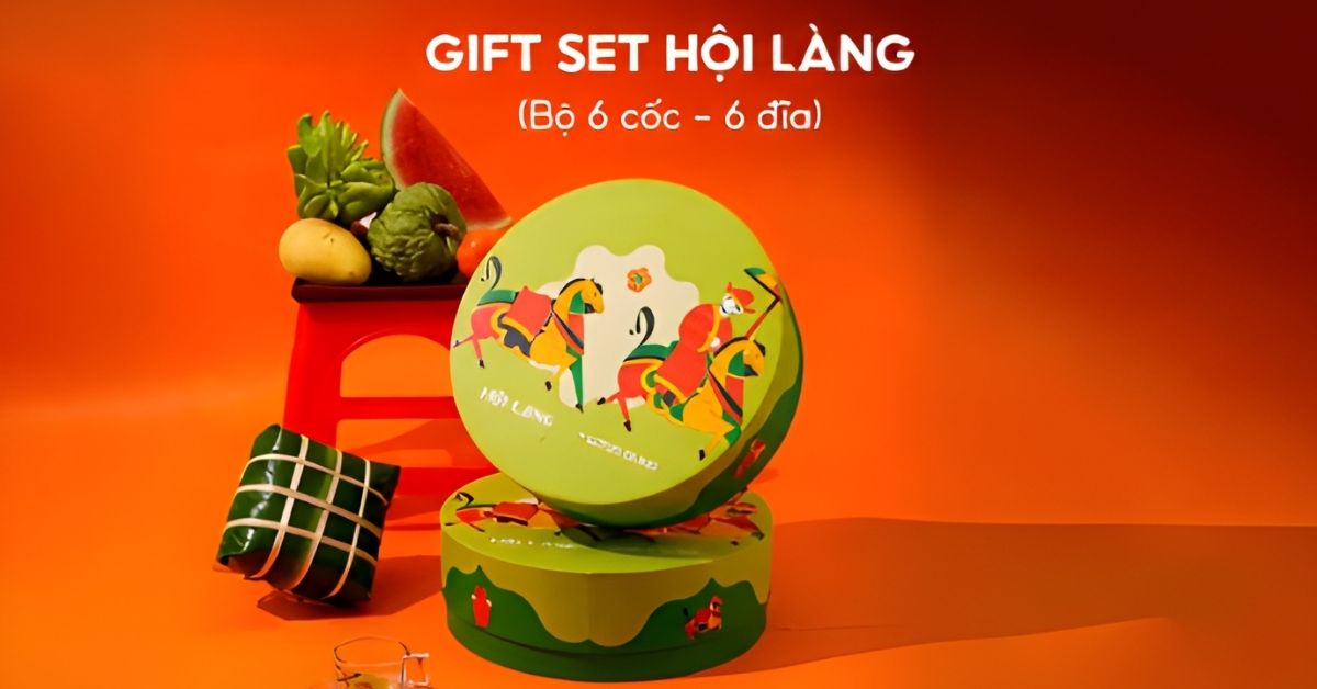 Bộ cốc đĩa thủy tinh Hội làng concept banner