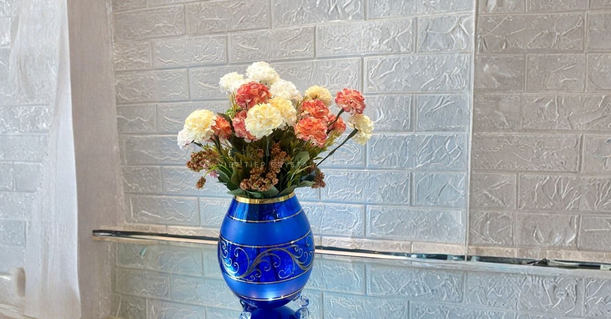 Quả Cầu 3 Chân Móc Vàng Màu Xanh Côban